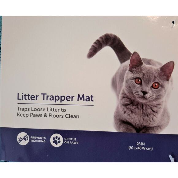 New Cat Litter Floor Matt Paw Print Blue Dog Pet Food Bowl Textured Flexible - Picture 2 of 6